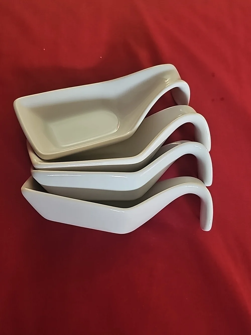 New Sur La Table White Ceramic Appetizer Taster Spoon, Set of 4